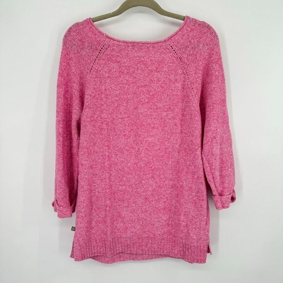 T by Talbots Pink Sweater Womens Large t Cotton Knit Pullover 3/4 Sleeve - Picture 10 of 11